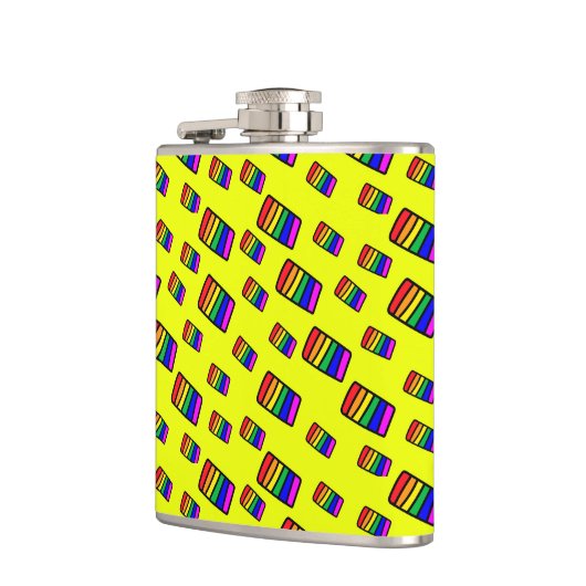 Funky Neon-Regenbogenblock-Muster Flachmann (Links)