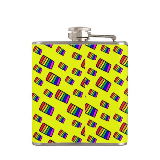 Funky Neon-Regenbogenblock-Muster Flachmann (Rückseite)