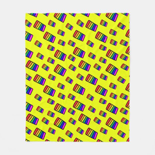 Funky Neon-Regenbogenblock-Muster Fleecedecke (Vorderseite)