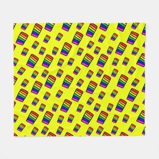 Funky Neon-Regenbogenblock-Muster Fleecedecke (Vorderseite (Horizontal))