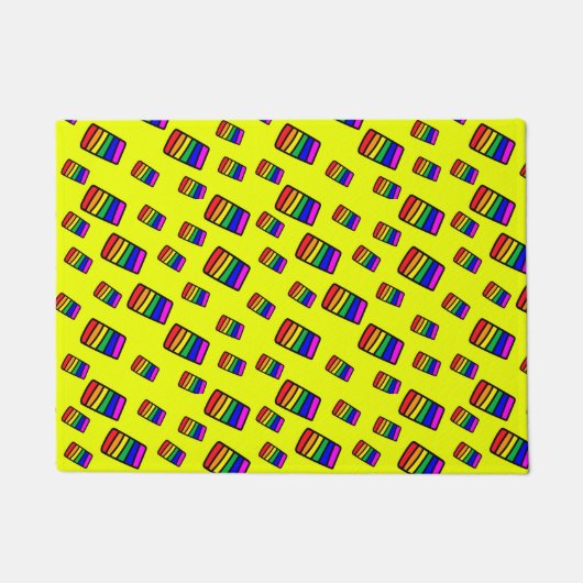 Funky Neon-Regenbogenblock-Muster Fußmatte (Vorderseite)