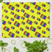Funky Neon-Regenbogenblock-Muster Geschirrtuch (Gefaltet)