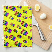 Funky Neon-Regenbogenblock-Muster Geschirrtuch (Viertel Falte)