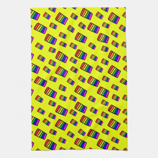 Funky Neon-Regenbogenblock-Muster Geschirrtuch (Vertikal)
