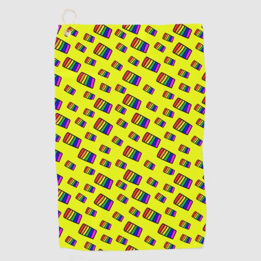 Funky Neon-Regenbogenblock-Muster Golfhandtuch (Vorderseite)