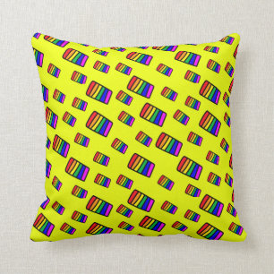 Funky Neon-Regenbogenblock-Muster Kissen