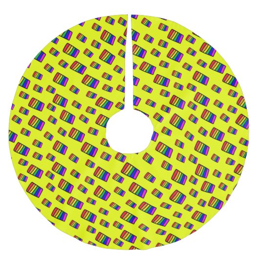 Funky Neon-Regenbogenblock-Muster Polyester Weihnachtsbaumdecke (Vorderseite)