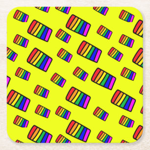 Funky Neon-Regenbogenblock-Muster Rechteckiger Pappuntersetzer