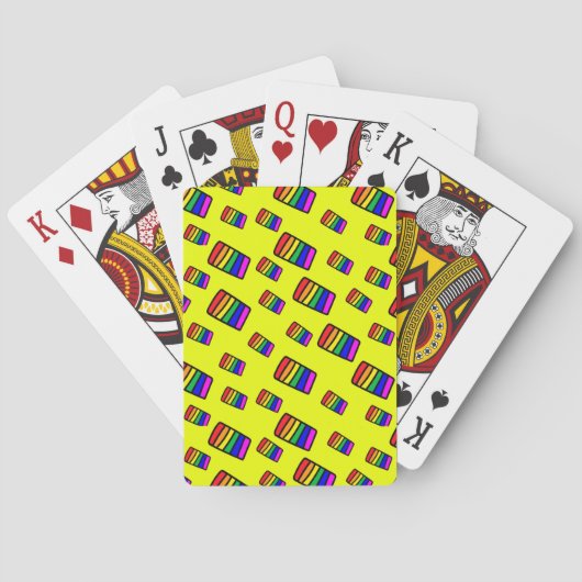 Funky Neon-Regenbogenblock-Muster Spielkarten (Rückseite)