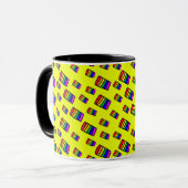 Funky Neon-Regenbogenblock-Muster Tasse (Vorderseite Links)