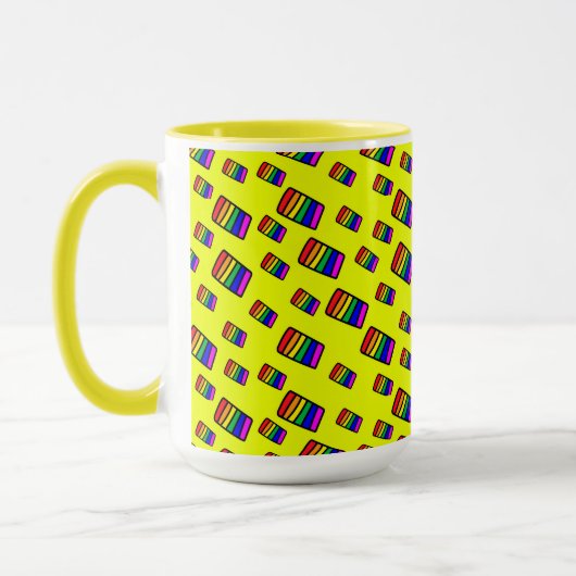Funky Neon-Regenbogenblock-Muster Tasse (Links)