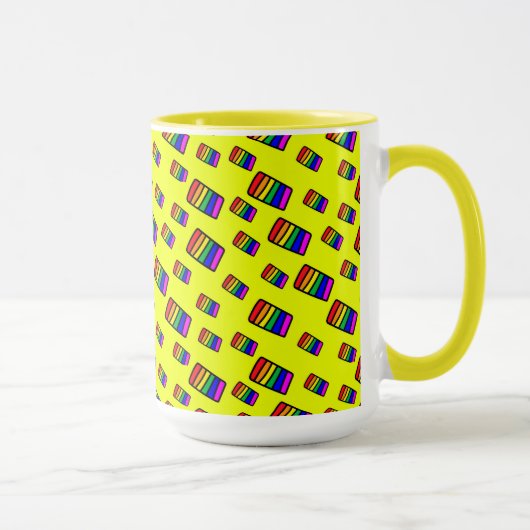 Funky Neon-Regenbogenblock-Muster Tasse (Rechts)