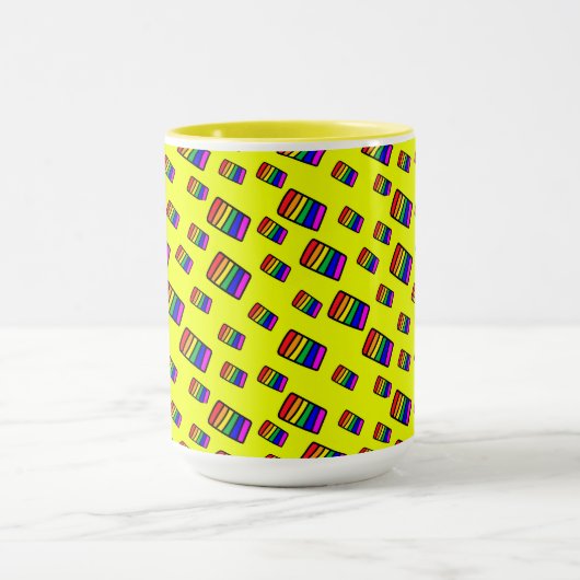 Funky Neon-Regenbogenblock-Muster Tasse (Zentrum)