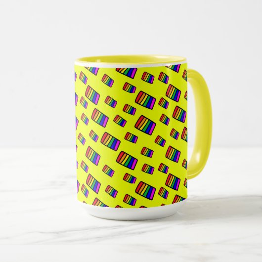 Funky Neon-Regenbogenblock-Muster Tasse (VorderseiteRechts)
