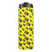 Funky Neon-Regenbogenblock-Muster Thermosbecher (Vorderseite)