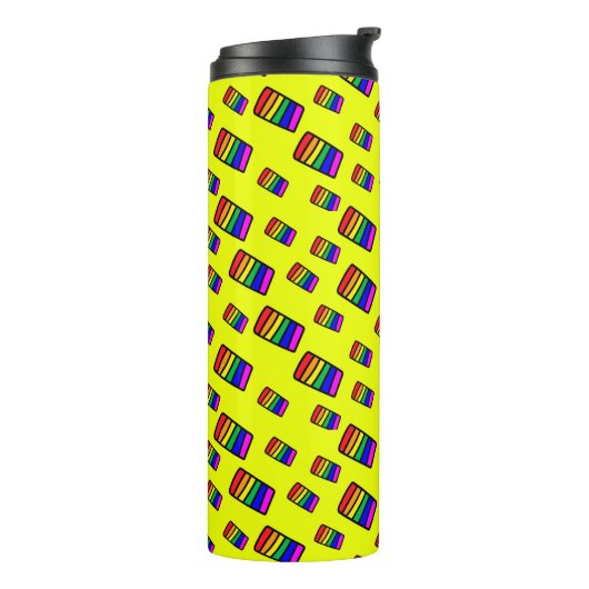 Funky Neon-Regenbogenblock-Muster Thermosbecher (Nach links gedreht)