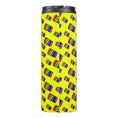 Funky Neon-Regenbogenblock-Muster Thermosbecher (Rückseite)