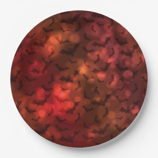 Funky Neon Spooky Bats Happy Halloween Paper Plate Pappteller (Vorderseite)