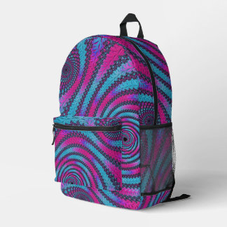 Funky Neon Vibrant Magenta und Cyan Spiral Fraktal Bedruckter Rucksack