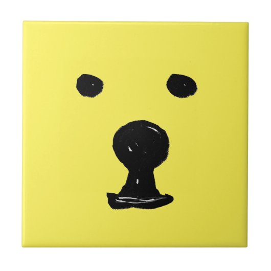 Funky Niedlich Bear Dog Face Sketch Fliese (Vorderseite)