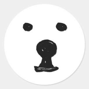 Funky Niedlich Bear Dog Face Sketch Runder Aufkleber