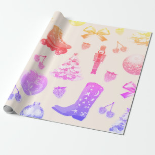 Funky Niedlich Girly Pink Weihnachtsmuster Geschenkpapier