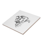 Funky Niedlich Merino Sheep Ram Head Sketch Fliese (Seite)