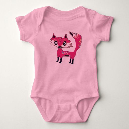 Funky Niedlich Pink Fox Baby Strampler (Vorderseite)