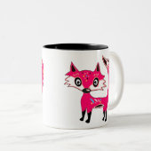 Funky Niedlich Pink Fox Monogramm Zweifarbige Tasse (VorderseiteRechts)