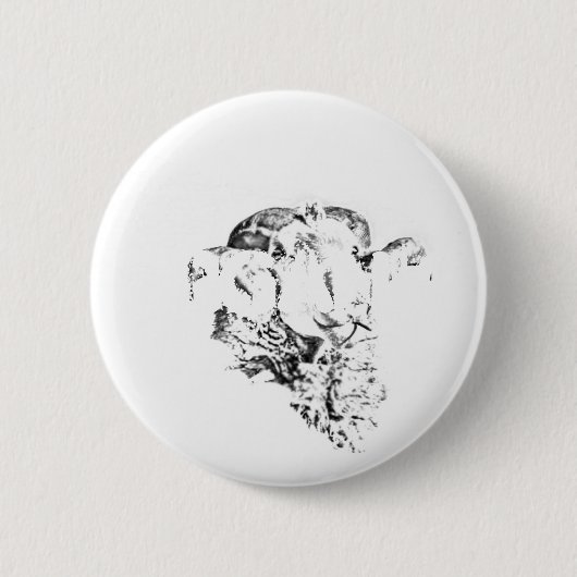 Funky Niedlich Sheep Ram Button (Vorderseite)