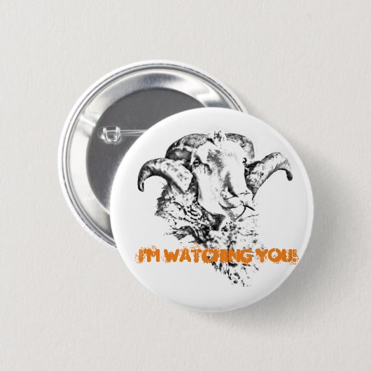 Funky Niedlich Sheep Ram Button (Vorne & Hinten)