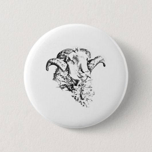 Funky Niedlich Sheep Ram Button (Vorderseite)