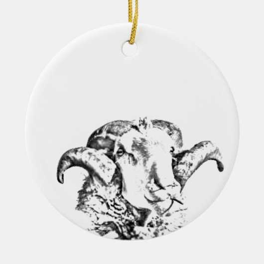 Funky Niedlich Sheep Ram Keramik Ornament (Vorne)