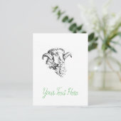 Funky Niedlich Sheep Ram Postkarte (Stehend Vorderseite)