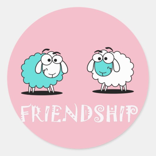 Funky Niedlich Two Sheep Friendship Sticker (Vorderseite)