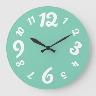 Funky Numbers Retro Clock Custom Color Große Wanduhr