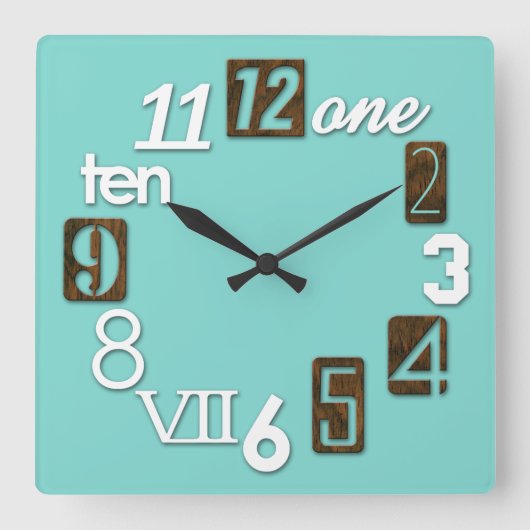 Funky Numbra Square Wall Uhren (Vorderseite)