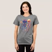 Funky Ocean Guardians: Custom Octopi & Jellyfish Tri-Blend Shirt (Vorderseite voll)
