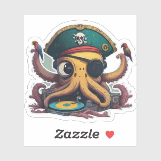 Funky Octopus DJ Aufkleber (Blatt)