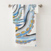 Funky Octopus Ink Blue Orange Badhandtuch Set (Insitu)