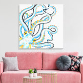 Funky Octopus Ink Blue Orange Leinwanddruck (Insitu (Wohnzimmer))