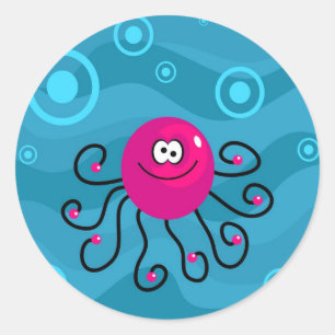 Funky Octopus Runder Aufkleber