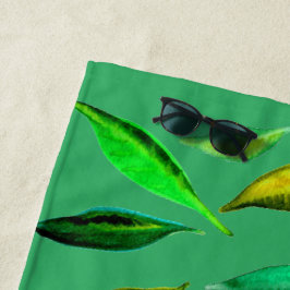 Funky Öko green Blätter Art Beach Style Strandtuch