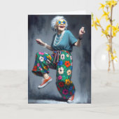 Funky Old Birthday Lady Dancing Karte (Gelbe Blume)