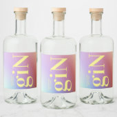 Funky Ombre Big Monogram Modern Bold Simple Gin Alkoholflaschenetikett (Flaschen)