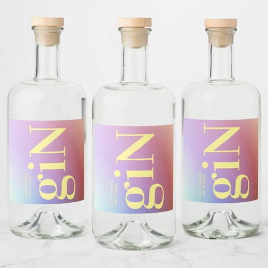 Funky Ombre Big Monogram Modern Bold Simple Gin Alkoholflaschenetikett (Flaschen)