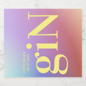 Funky Ombre Big Monogram Modern Bold Simple Gin Alkoholflaschenetikett (Einzelnes Label)