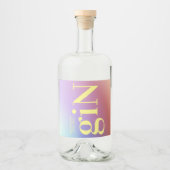 Funky Ombre Big Monogram Modern Bold Simple Gin Alkoholflaschenetikett (Vorderseite)