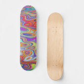 Funky Orange Aqua Blue Pink Wave Art Muster Skateboard (Vorderseite)
