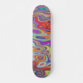 Funky Orange Aqua Blue Pink Wave Art Muster Skateboard (Vorne)